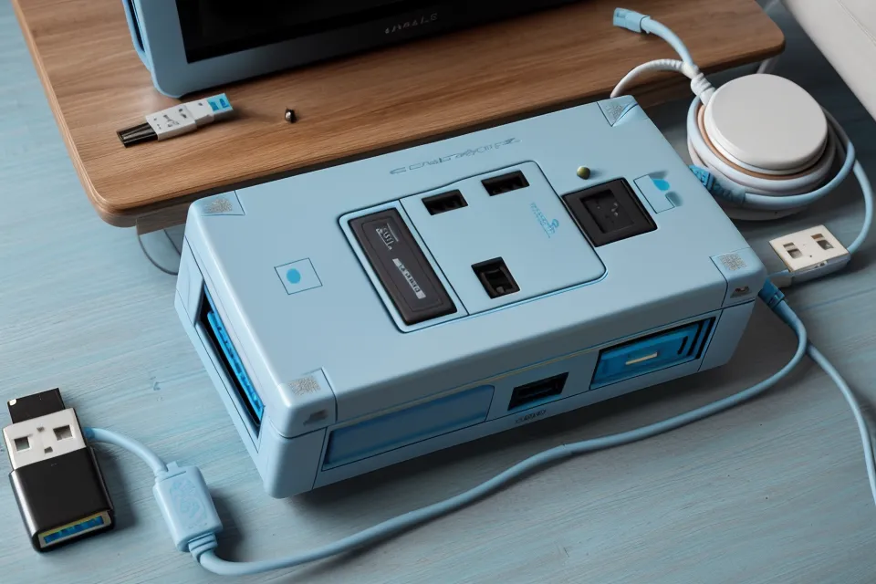 Câble console Cisco bleu et adaptateur USB, matériel de base pour débuter en autoformation réseau
